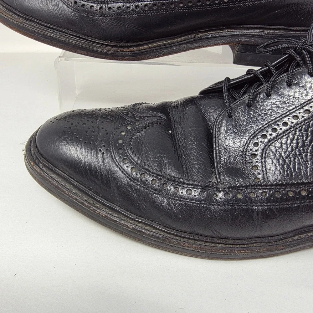 Hanover Wingtip Brogue Oxfords Mens 9 D 70128 Black Leather Dress Shoes USA Made